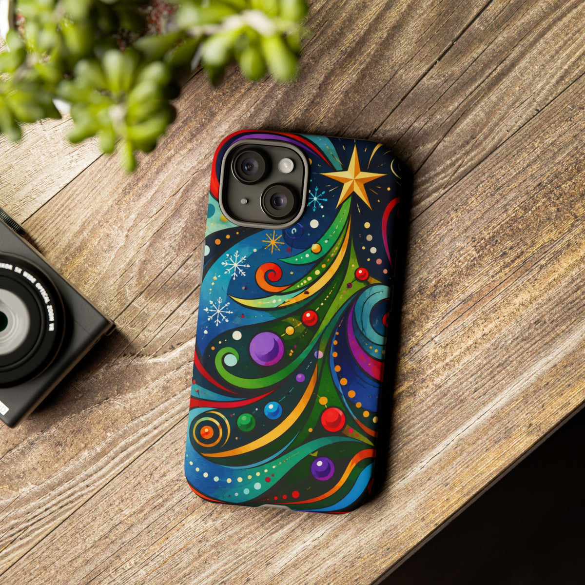 Colorful Swirl Christmas Tree Tough Phone Case