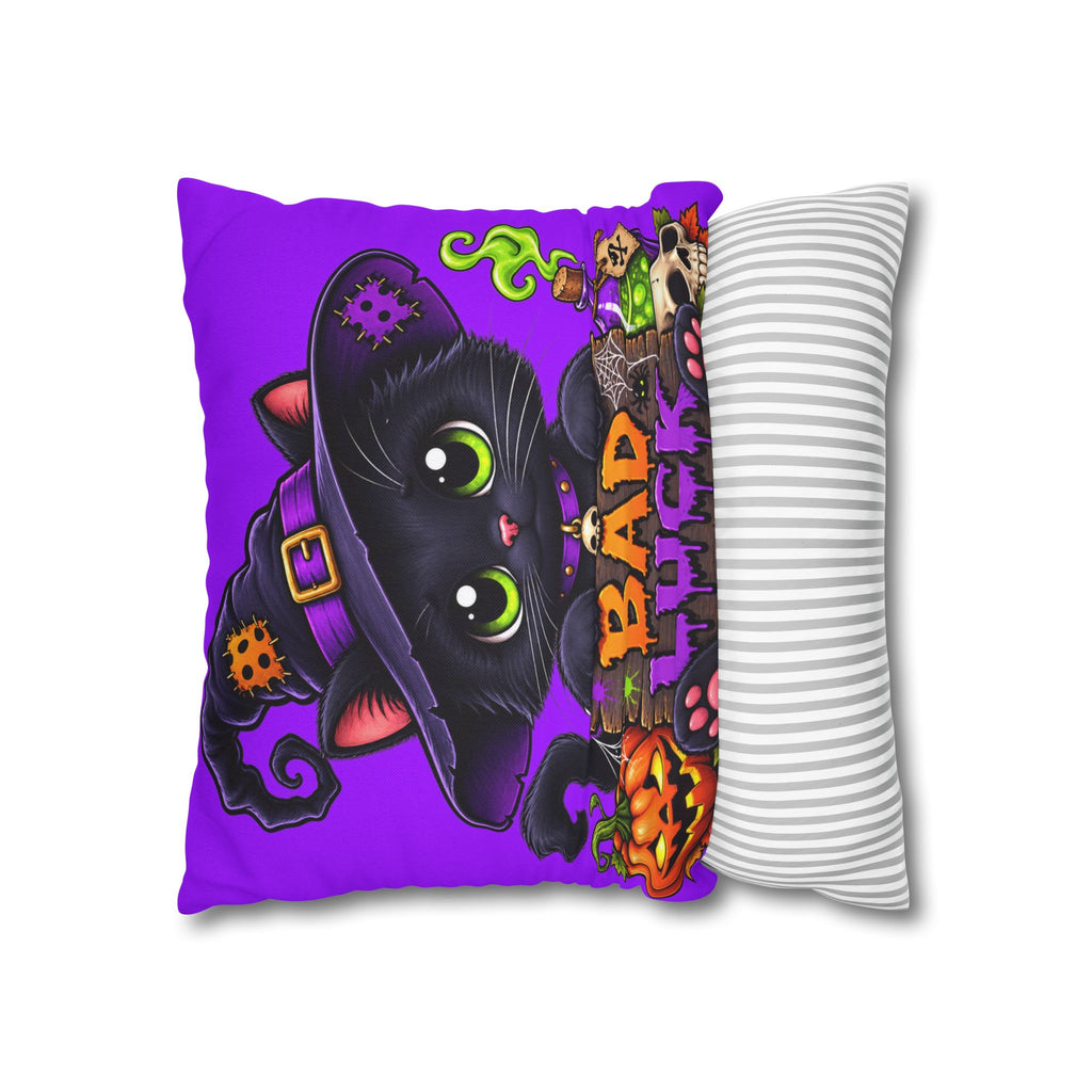Halloween Black Cat Pillowcase — "Bad Luck" Spooky Cute Decorative Pillow
