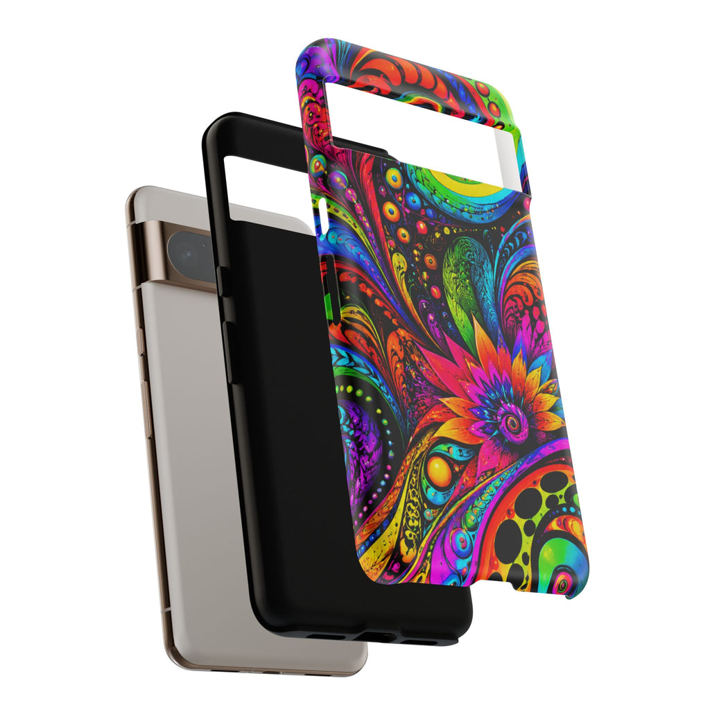 Psychedelic Floral Phone Case — Vibrant Swirl Tough Protective Cover