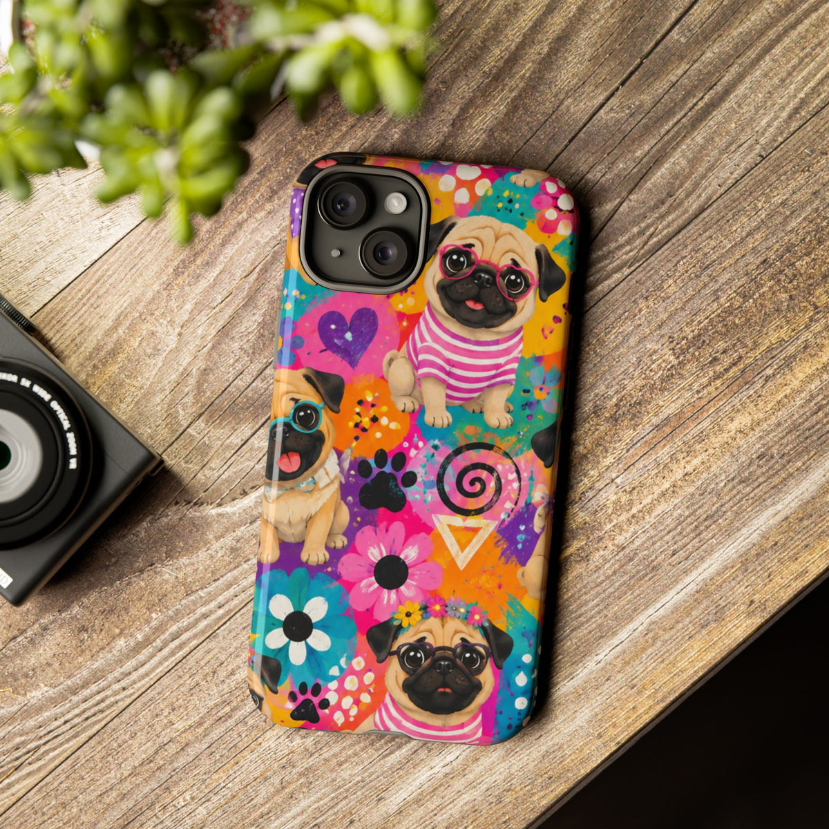 Pug Pop Art Phone Case — Colorful Pug Pattern Tough Case