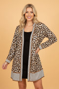 Leopard Stripe Trim V-Neck Mini Dress