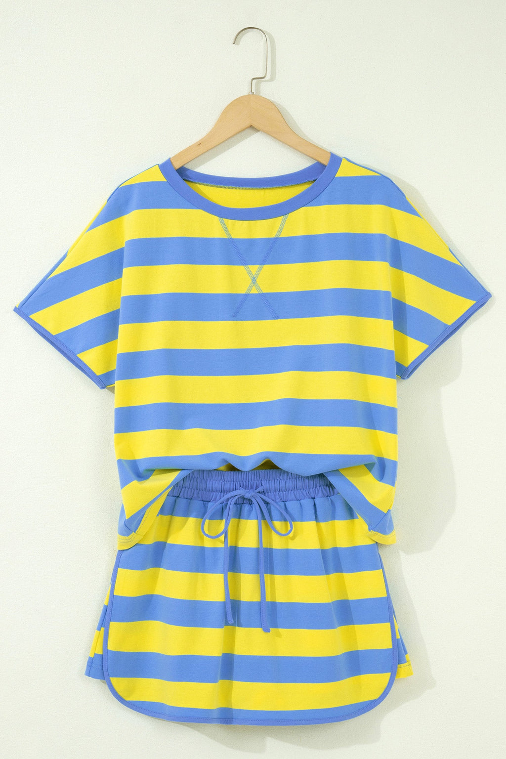 Stripe Dolman Tee & Drawstring Skort Set