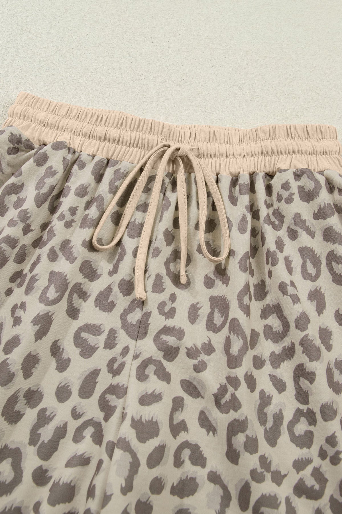 Leopard Collared V-Neck Top & Shorts Set