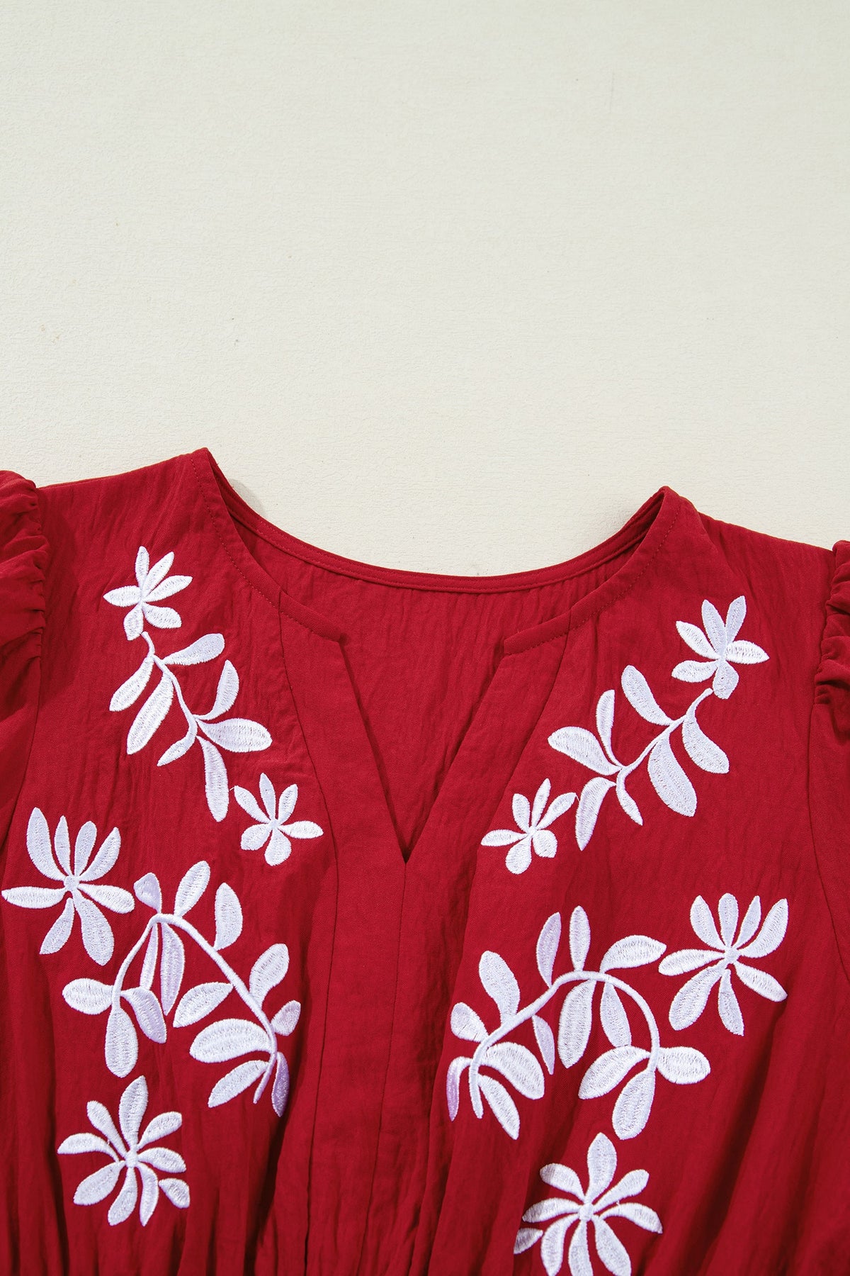 Floral Embroidered Long Sleeve Tiered Maxi Dress
