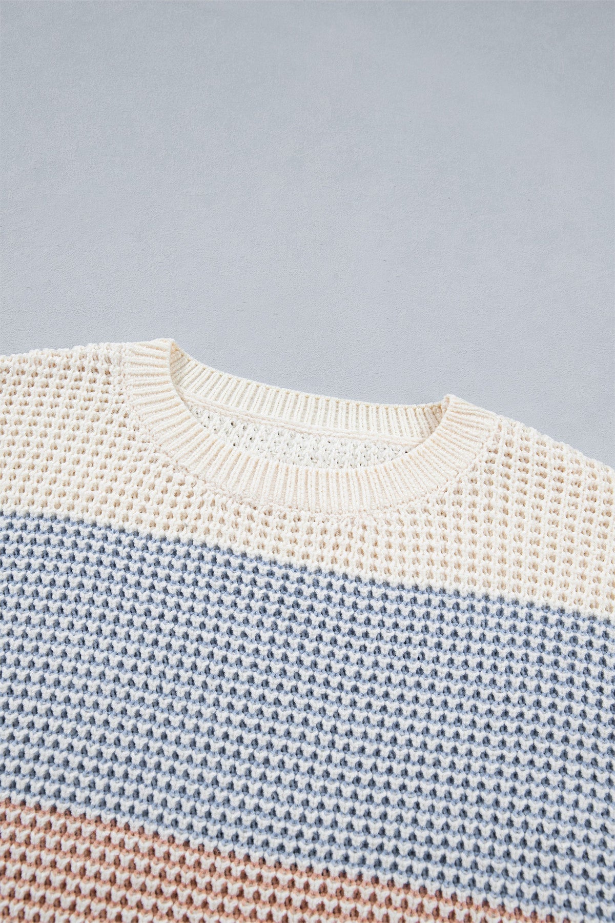 Colorblock Stripe Drop Shoulder Round Neck Sweater