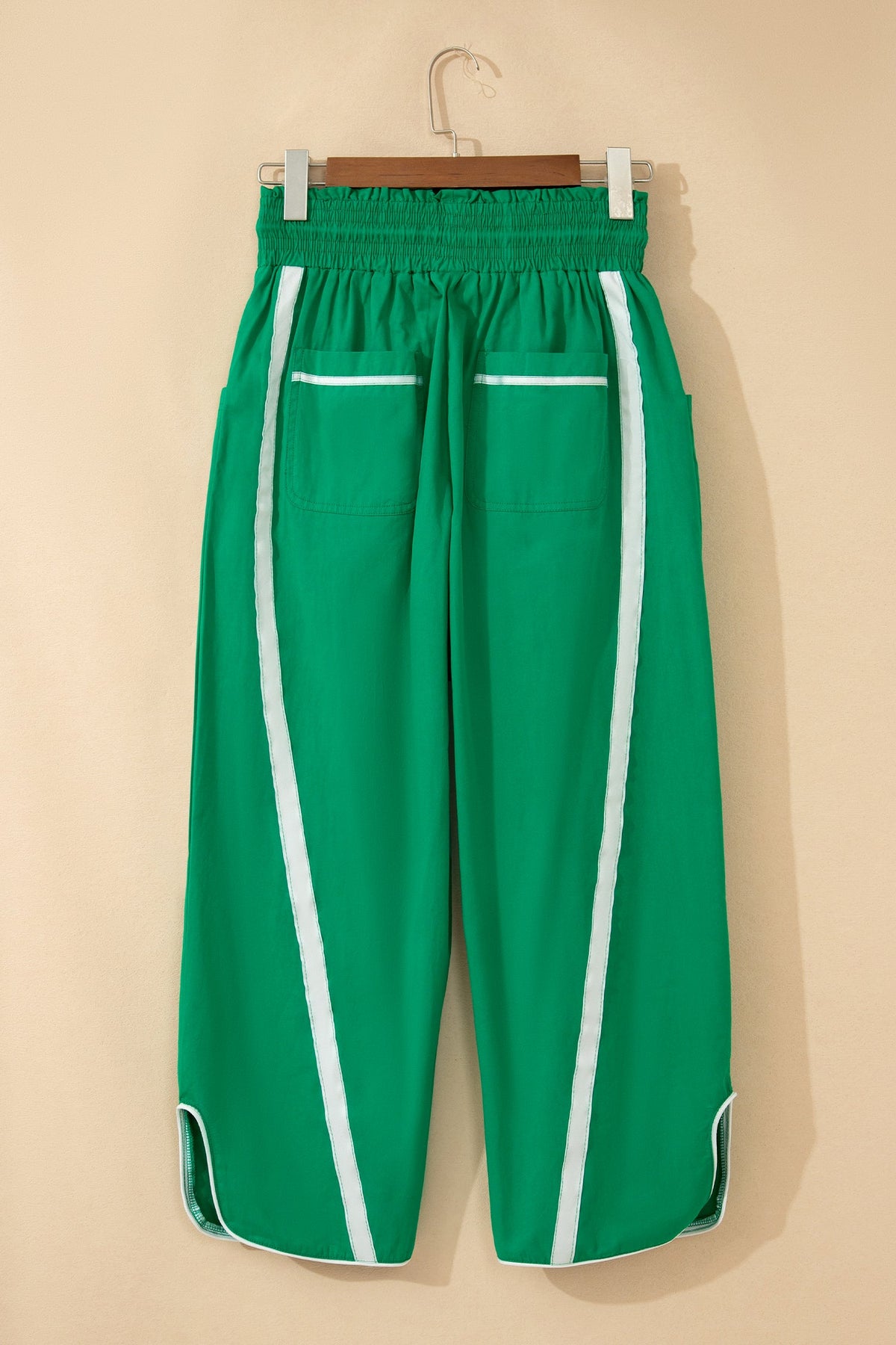 Stripe Smocked Waist Drawstring Cropped Pants