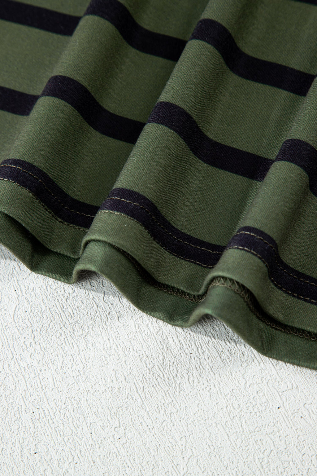 Stripe Half Buttoned Crewneck T-Shirt
