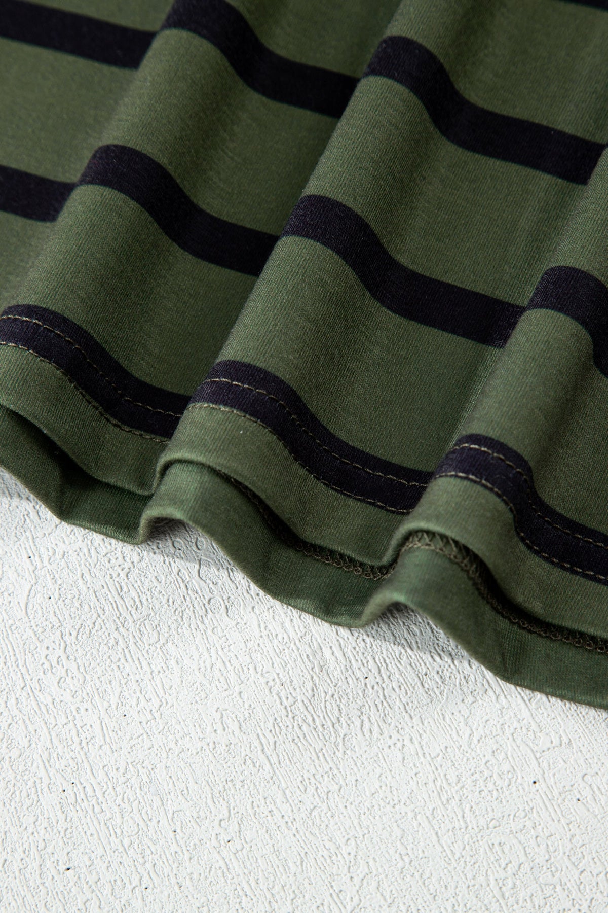 Stripe Half Buttoned Crewneck T-Shirt