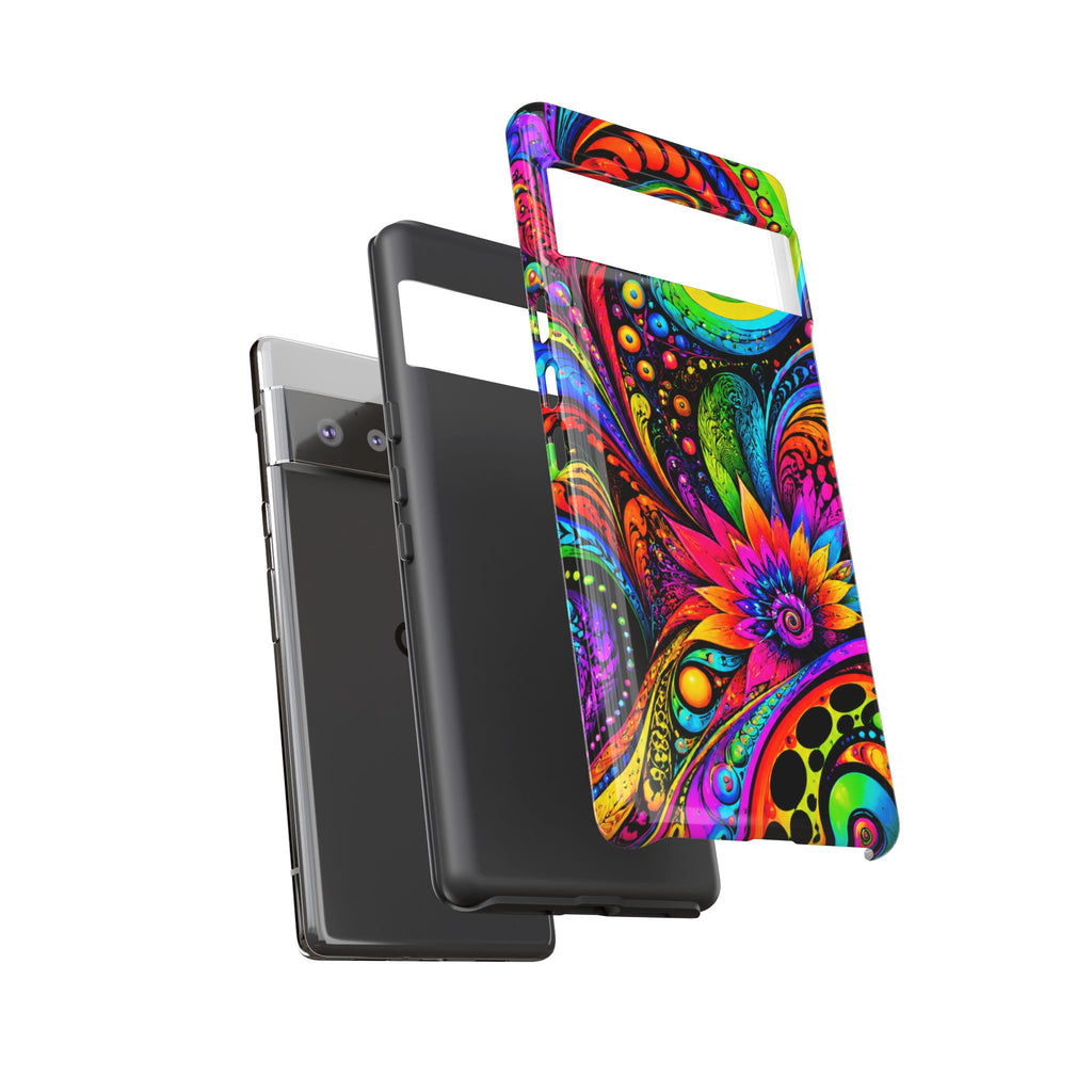 Psychedelic Floral Phone Case — Vibrant Swirl Tough Protective Cover