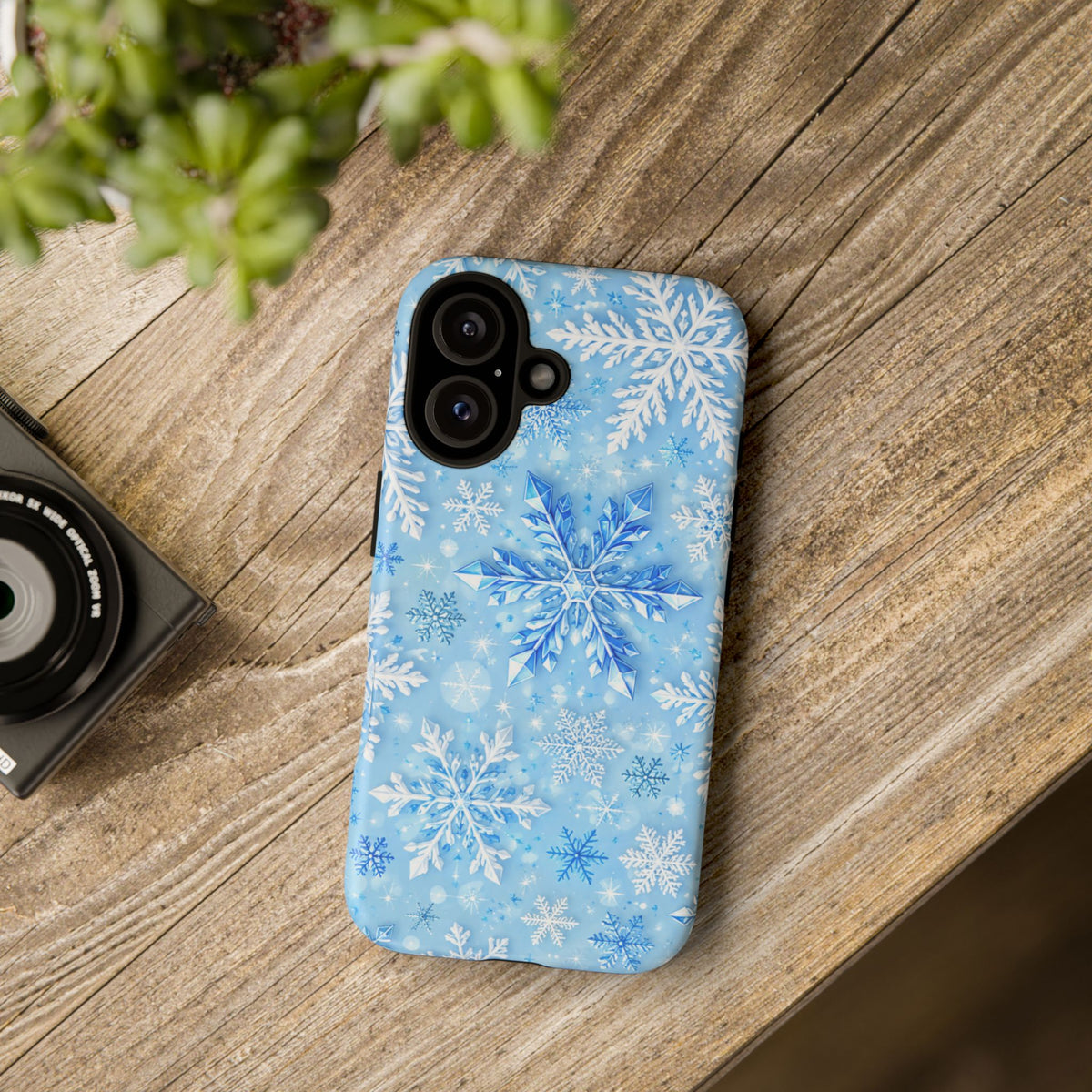 Winter Snowflake Tough Phone Case — Blue Holiday Protective Cover