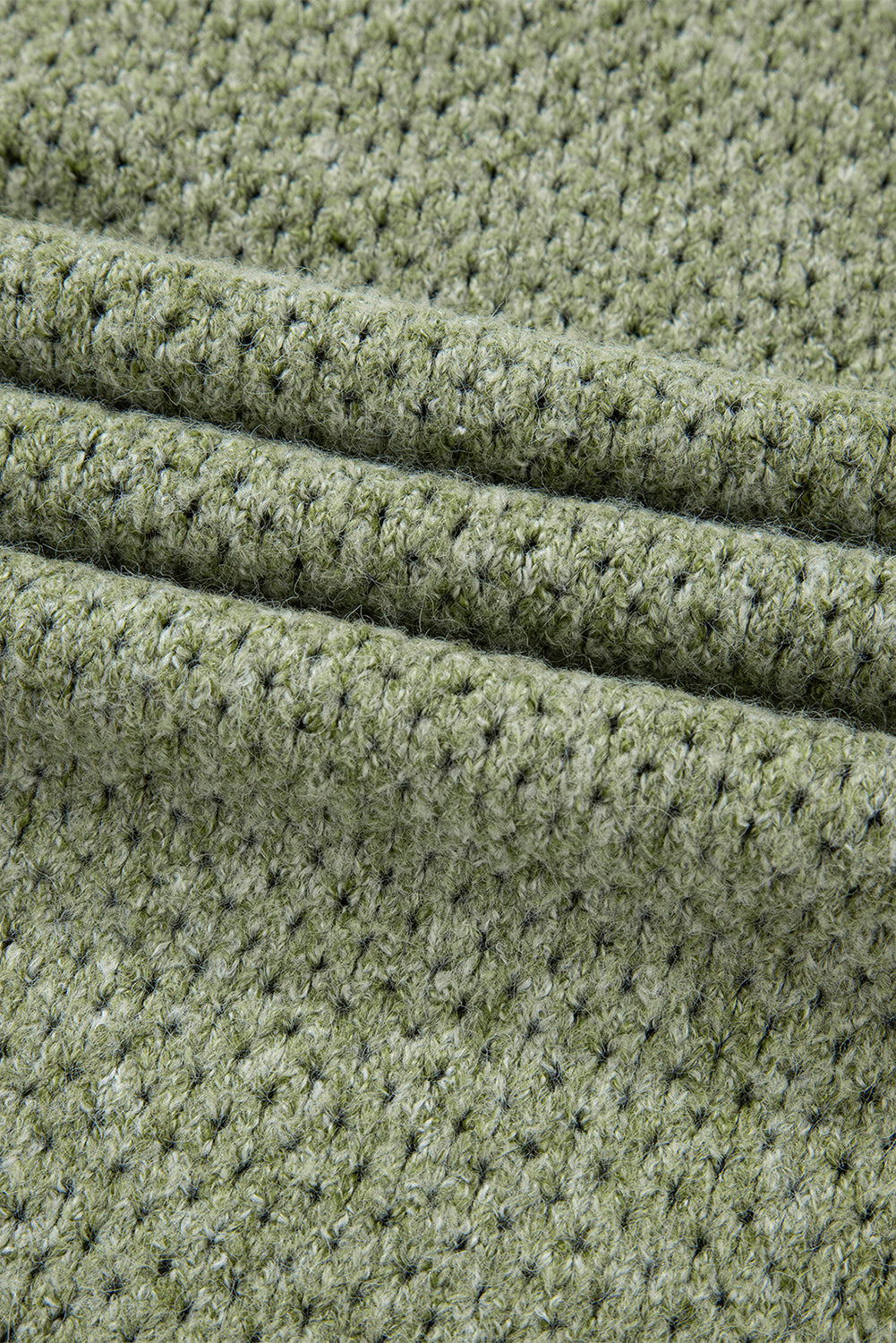 Solid Eyelet V-Neck Drop Shoulder Sweater