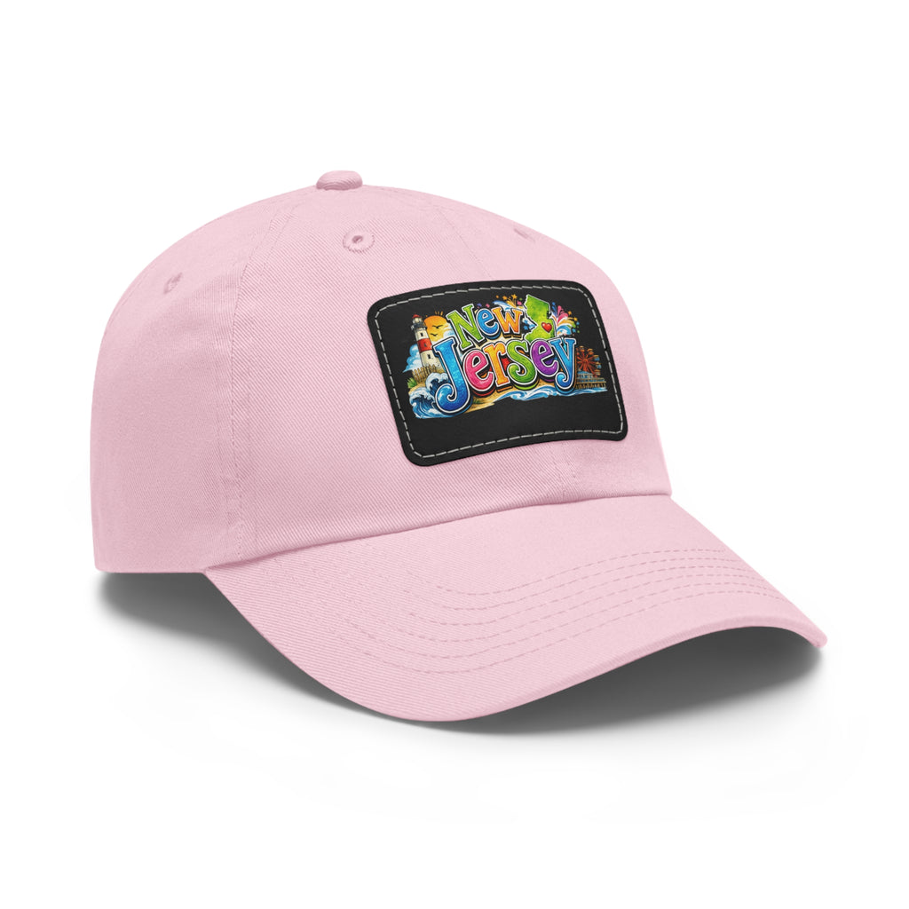 New Jersey Patch Logo Dad Hat | Leather Rectangle Patch