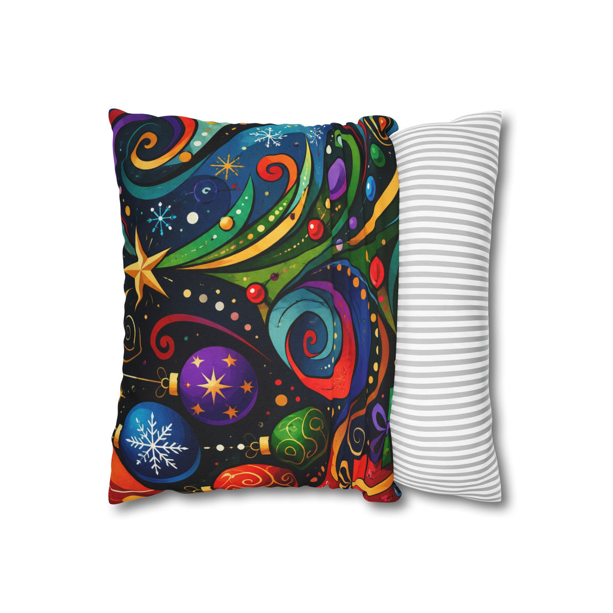 Colorful Swirl Christmas Tree Pillowcase | Square Pillowcase