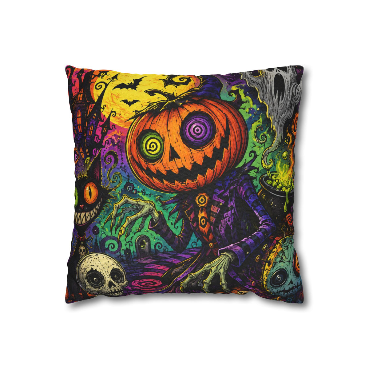 Psychedelic Pumpkin Jack-o'-Lantern Pillowcase