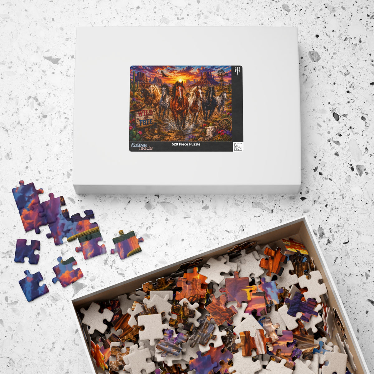 Wild and Free Running Horses Puzzle | Western Sunset 1000-Piece