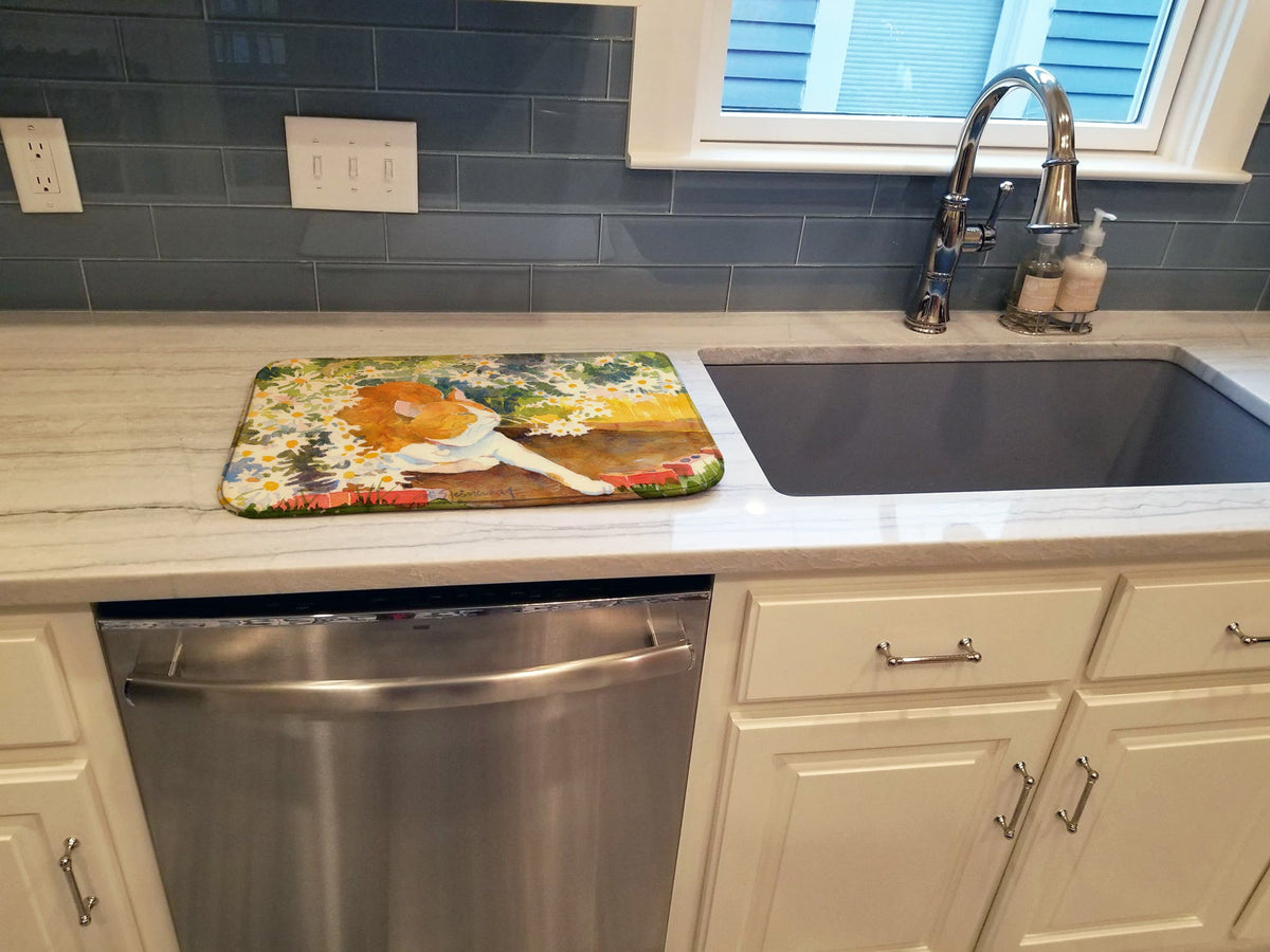 Cat Dish Drying Mat Absorbent Dish Drying Mat Pad for Kitchen Counter Dish Drainer Mat for Countertop, 14 x 21", Multicolor