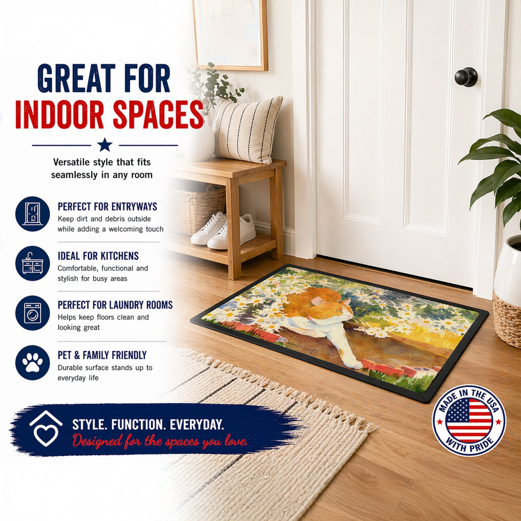 Cat Doormat Indoor Outdoor 18H X 27W Front Door Mat Rugs for Entryway, Non Slip Washable