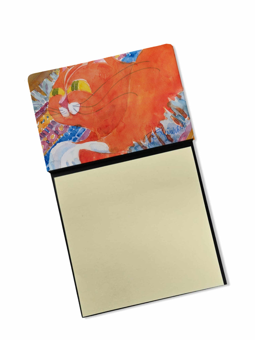 Cat Watercolor Sticky Note Holder Refillable Dispenser Desk Accessory 3x3 Pad Gift