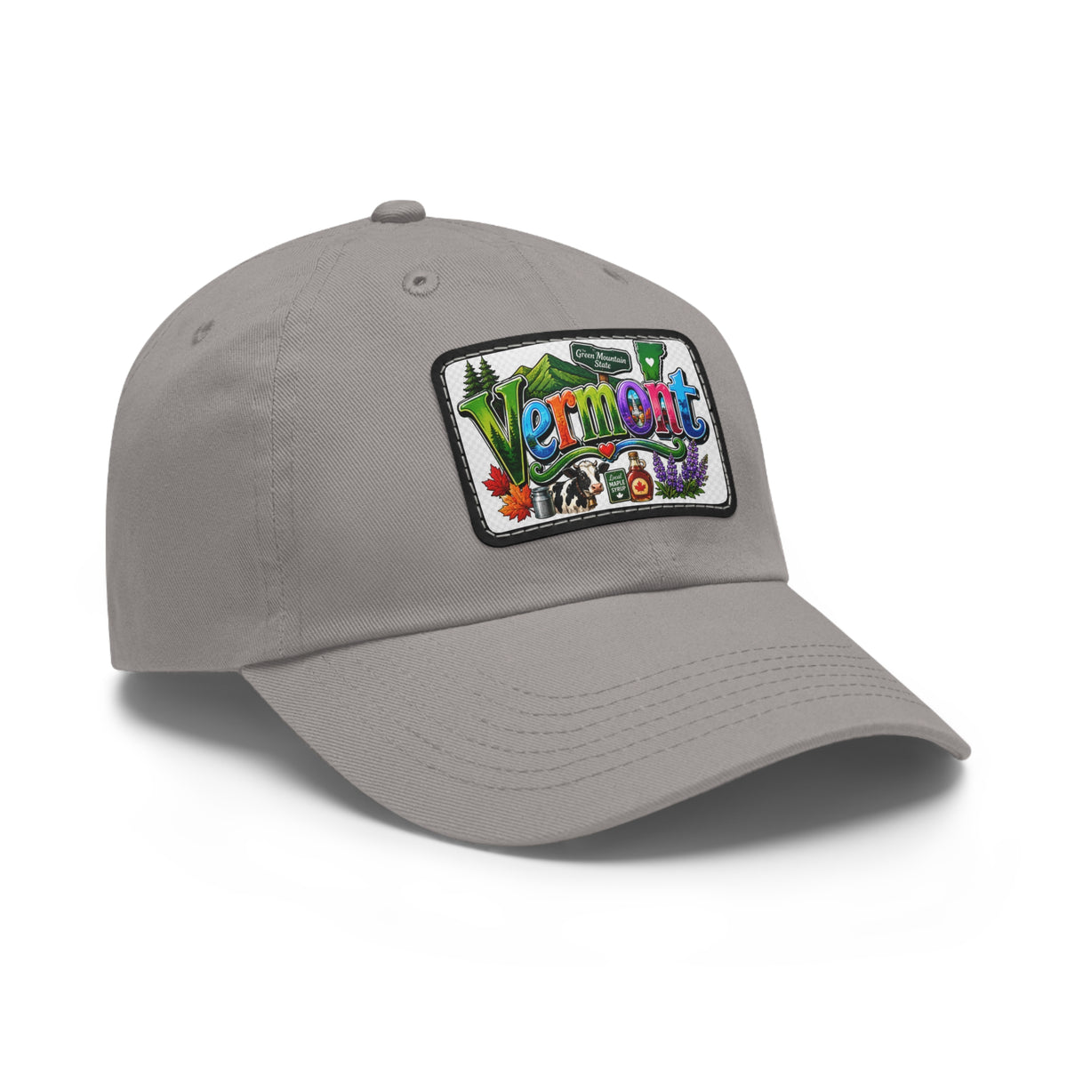 Vermont Patch Dad Hat | Leather Rectangle Patch, State Travel Cap