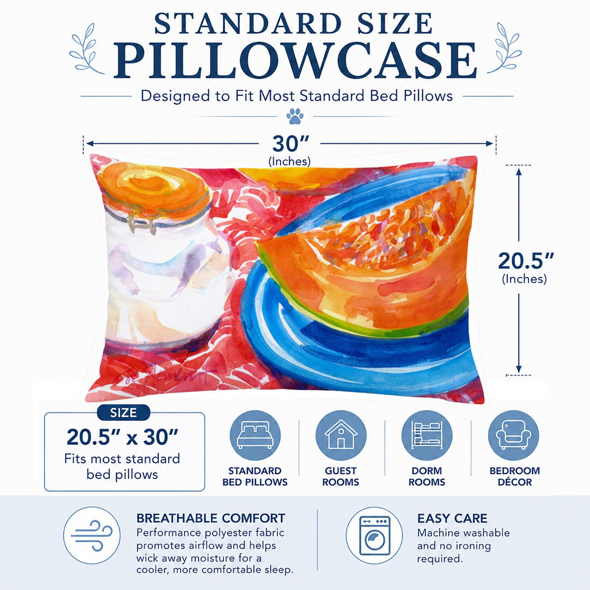 A Slice of Cantelope Standard Pillowcase Lightweight Super Soft Easy Care Decorative Artwork Pillowcase, Standard