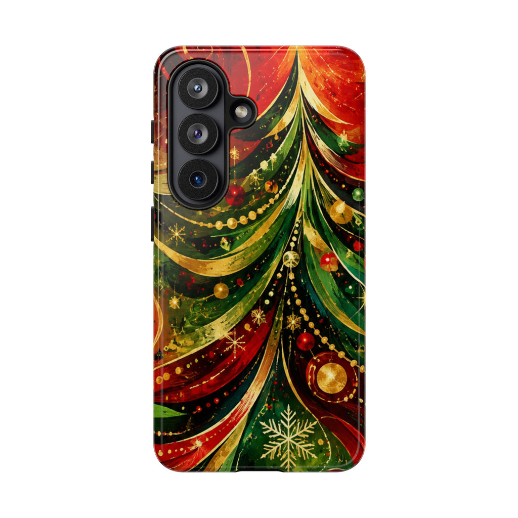 Christmas Tree Tough Phone Case — Festive Red & Green Holiday Phone Cover
