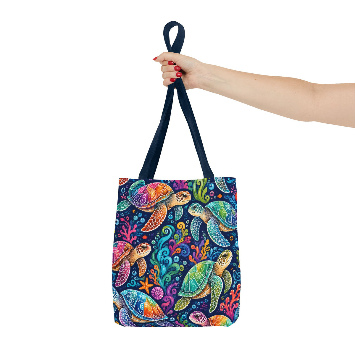 Colorful Sea Turtles Tote Bag — Vibrant Ocean Art Beach Tote