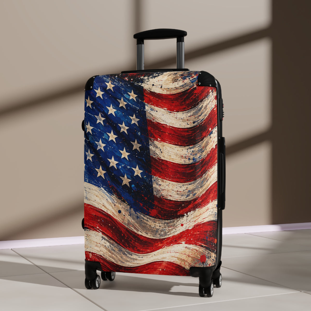 American Flag Carry-On Suitcase — Vintage USA Patriotic Luggage