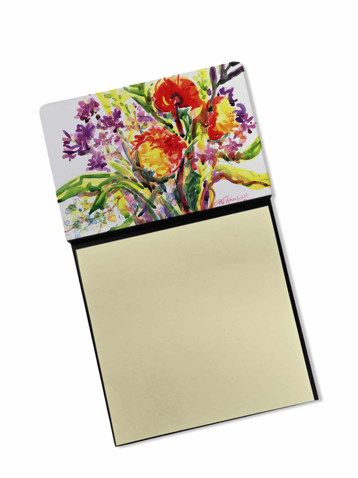 Flower Watercolor Sticky Note Holder Refillable Dispenser Desk Accessory 3x3 Pad Gift