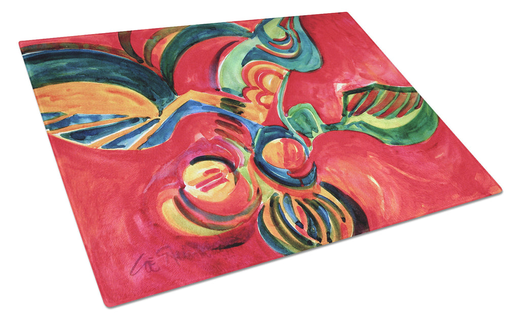 Red Flowers and berries Cutting Board Tempered Glass Kitchen Cutting Surface, Heat Resistant Chopping, Non-Slip Feet, Food Prep & Serving