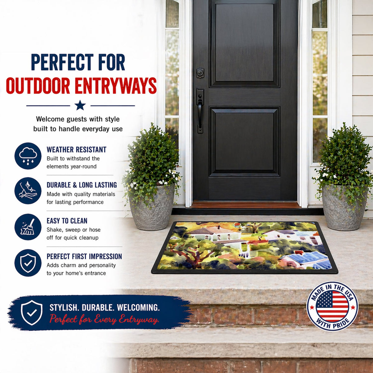 Houses Doormat Indoor Outdoor 18H X 27W Front Door Mat Rugs for Entryway, Non Slip Washable