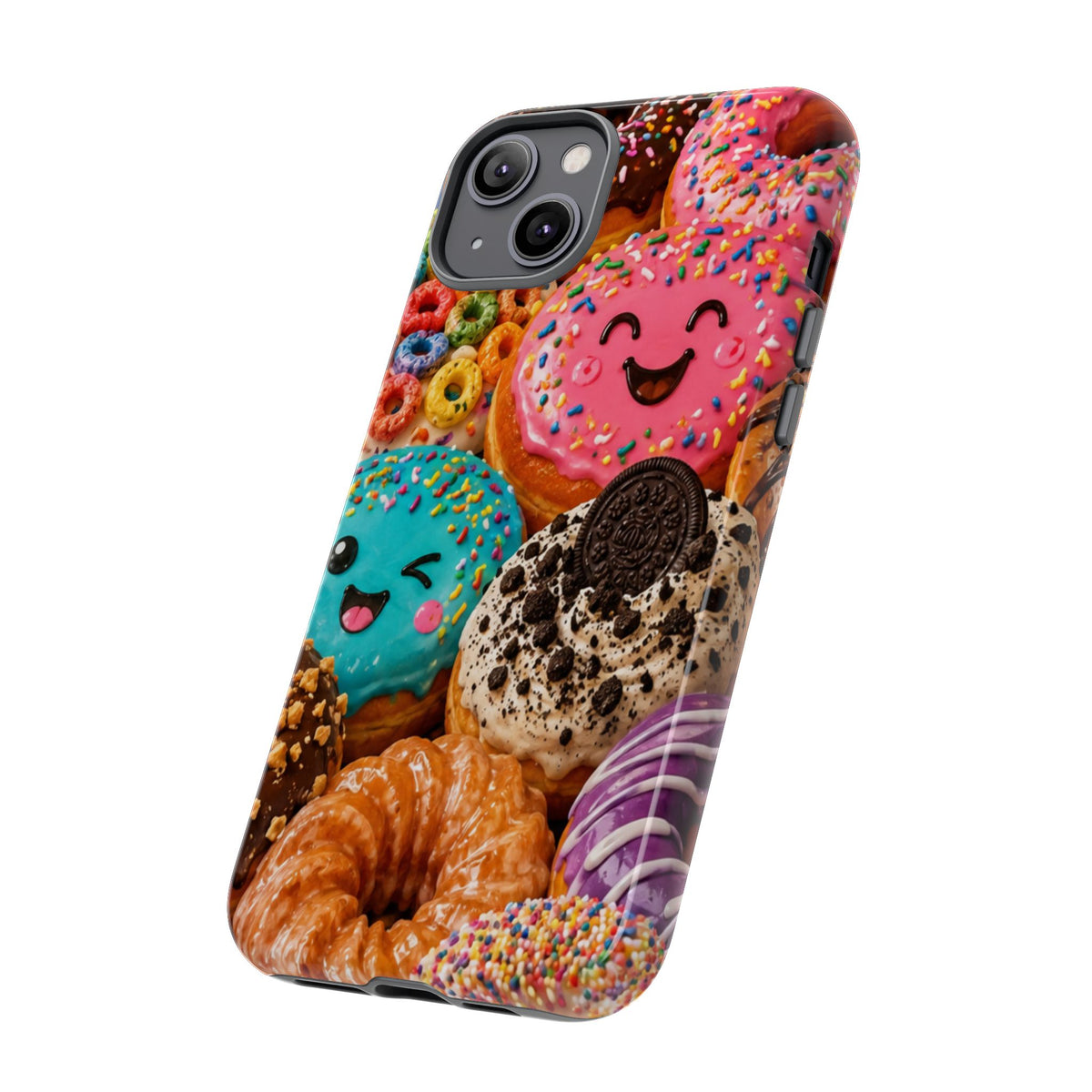 Donut Smile Tough Phone Case — Cute Colorful Desserts Protective Cover