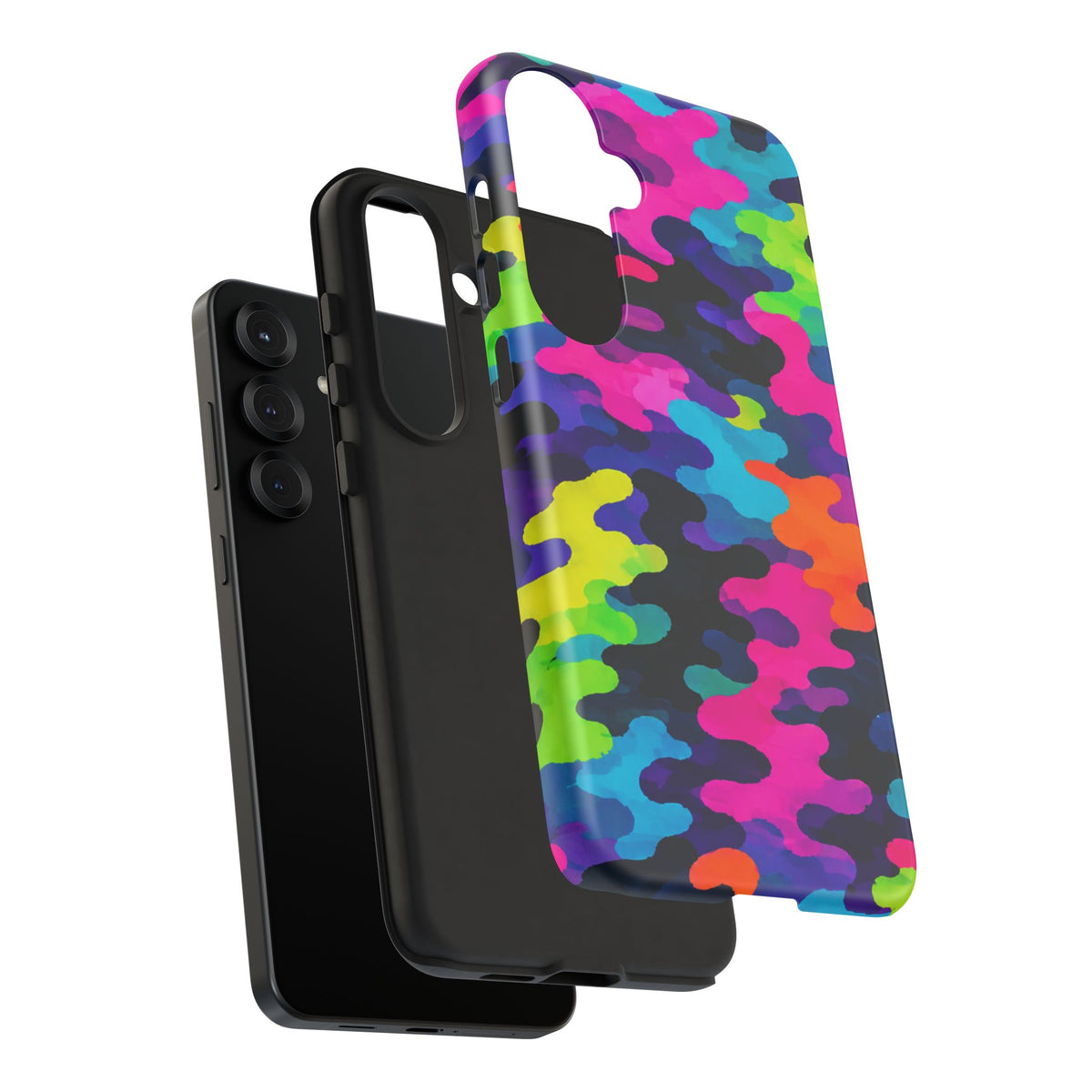 Neon Camo Tough Phone Case — Bright Rainbow Protective iPhone Cover