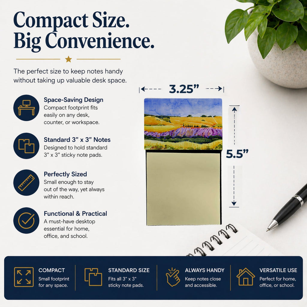 Landscape Watercolor Sticky Note Holder Refillable Dispenser Desk Accessory 3x3 Pad Gift