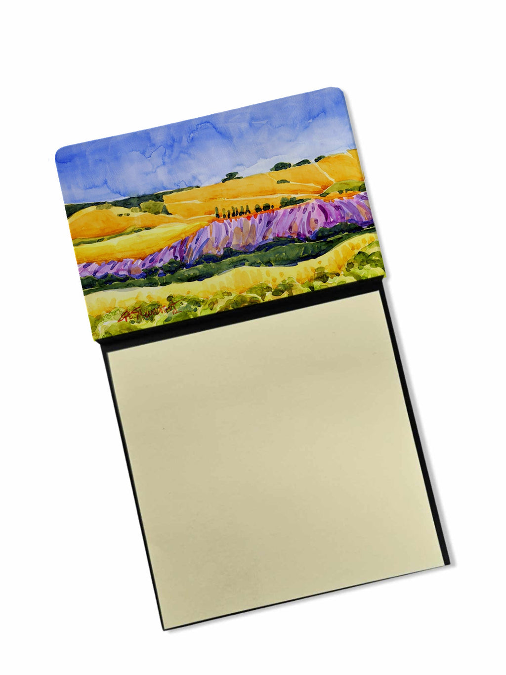 Landscape Watercolor Sticky Note Holder Refillable Dispenser Desk Accessory 3x3 Pad Gift
