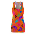 Neon Graffiti Racerback Dress — Bright Abstract Stars & Hearts All-Over Print
