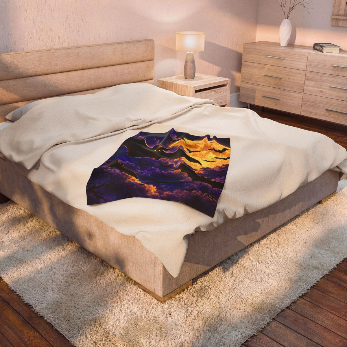 Halloween Bat Moon Velveteen Plush Blanket