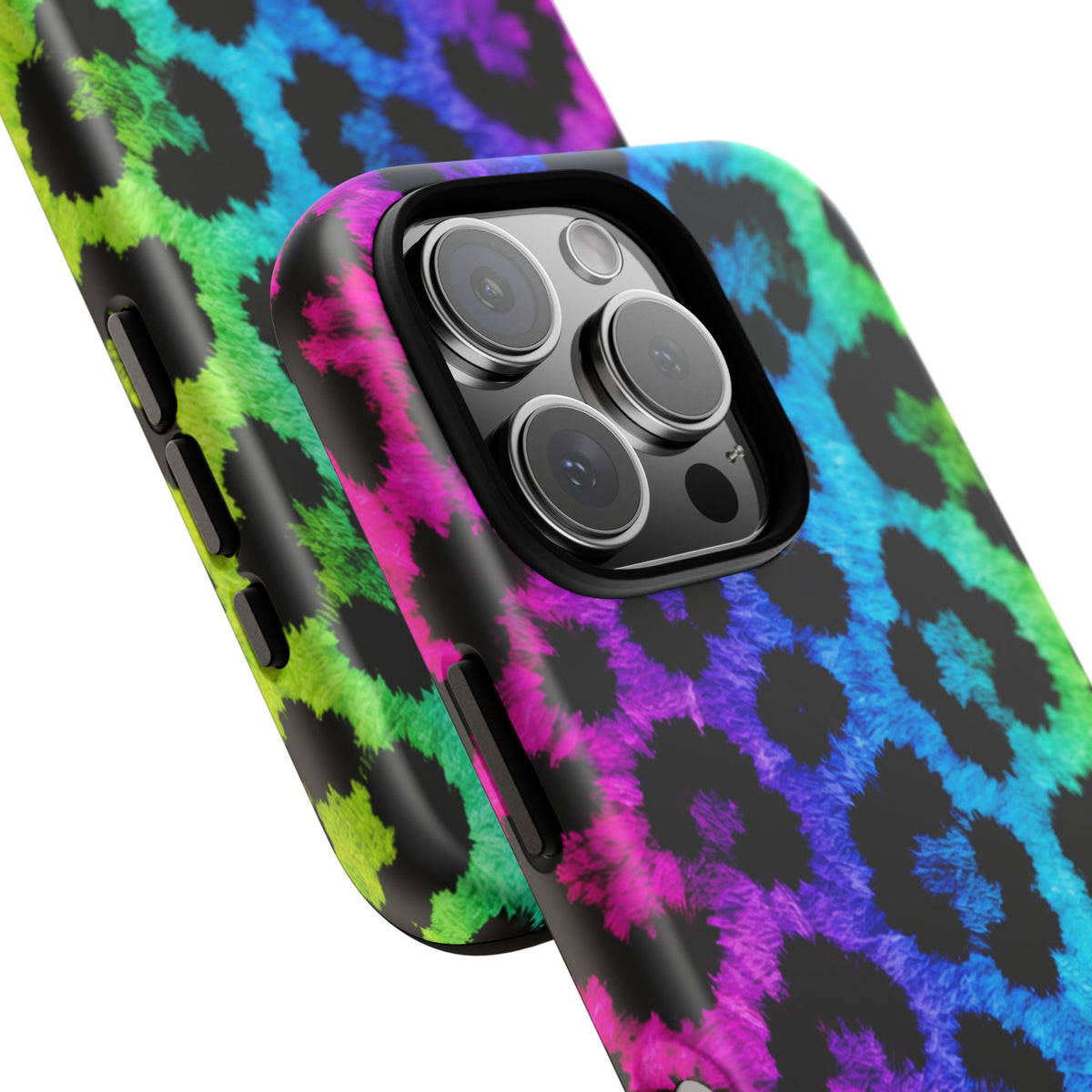 Neon Rainbow Leopard Tough Case – Colorful Animal Print Phone Cover