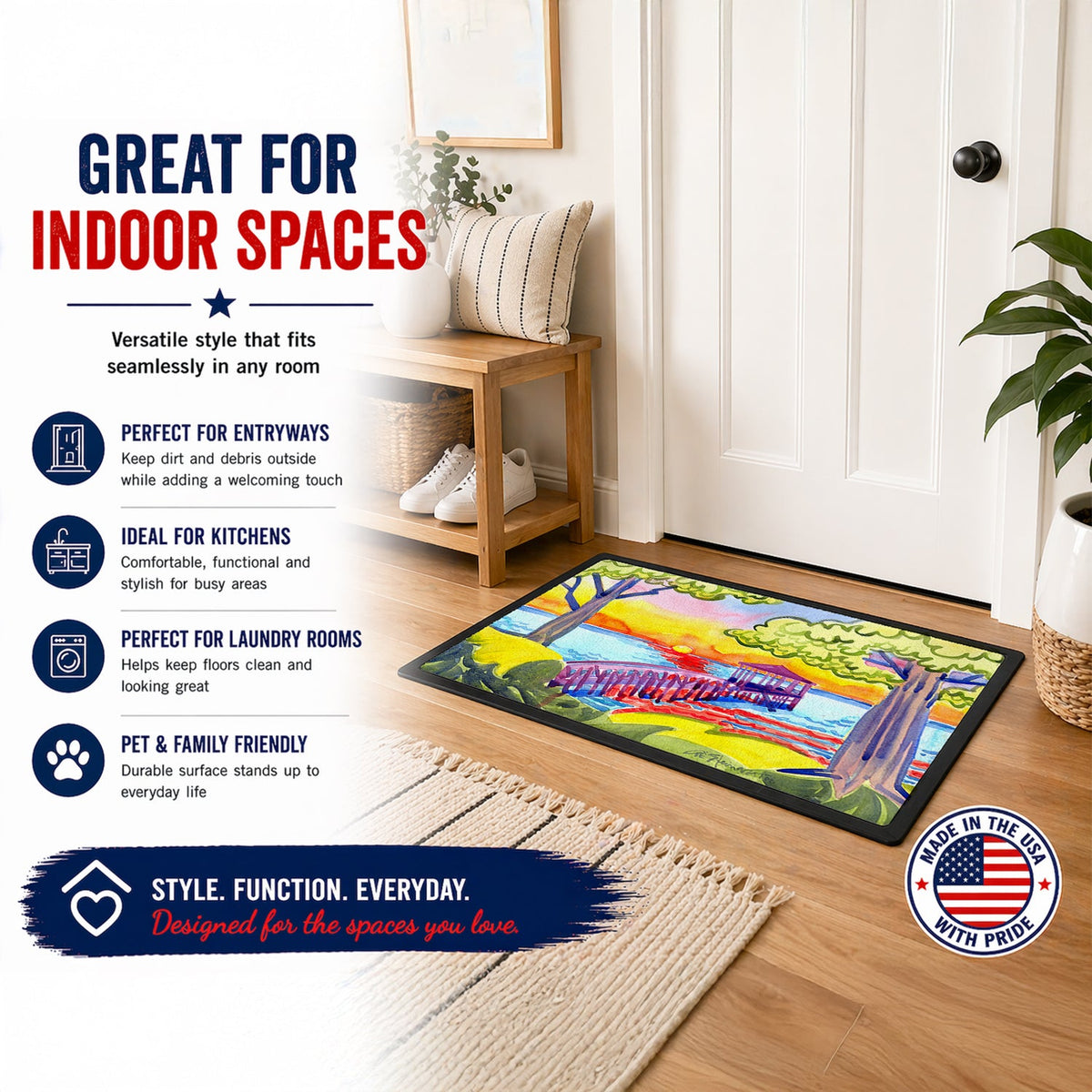 Dock at the pier Doormat Indoor Outdoor 18H X 27W Front Door Mat Rugs for Entryway, Non Slip Washable