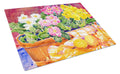 Flower - Primroses Cutting Board Tempered Glass Kitchen Cutting Surface, Heat Resistant Chopping, Non-Slip Feet, Food Prep & Serving