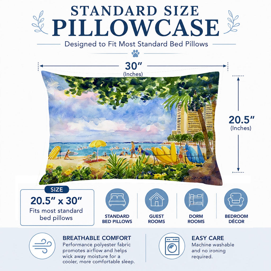 Beach Resort view from the condo Standard Pillowcase Lightweight Super Soft Easy Care Decorative Artwork Pillowcase, Standard