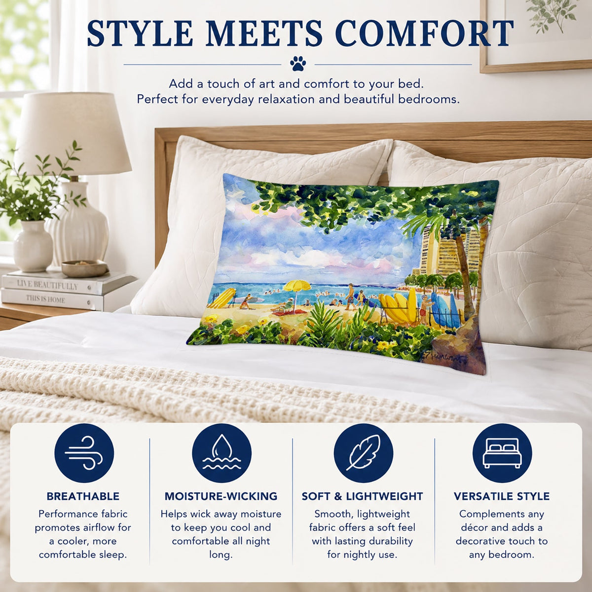 Beach Resort view from the condo Standard Pillowcase Lightweight Super Soft Easy Care Decorative Artwork Pillowcase, Standard