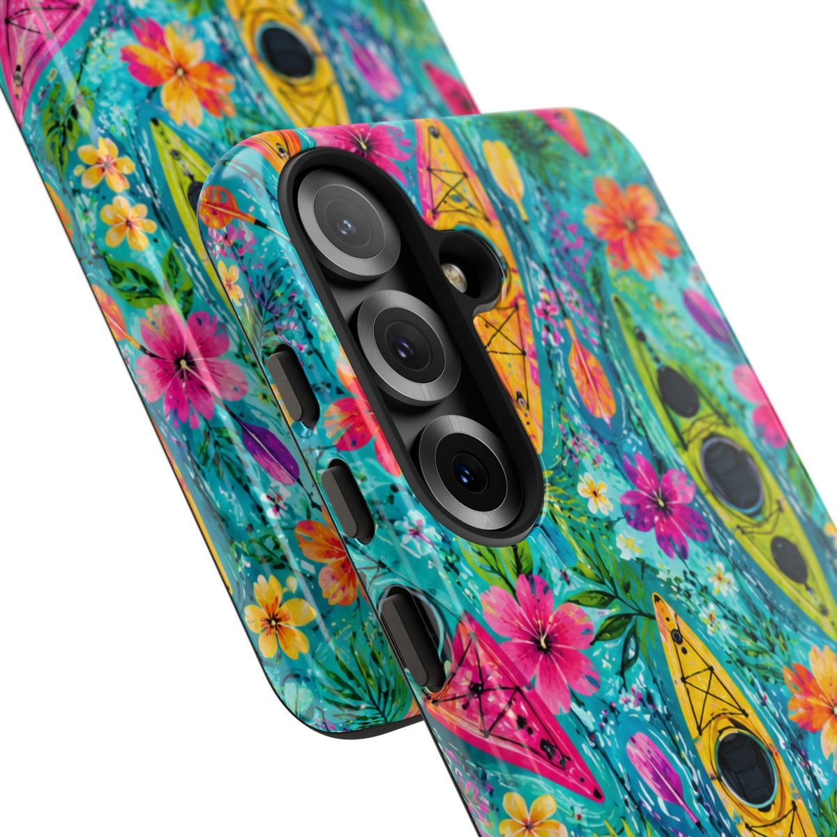 Tropical Kayak Phone Case – Colorful Floral Waterproof Pattern