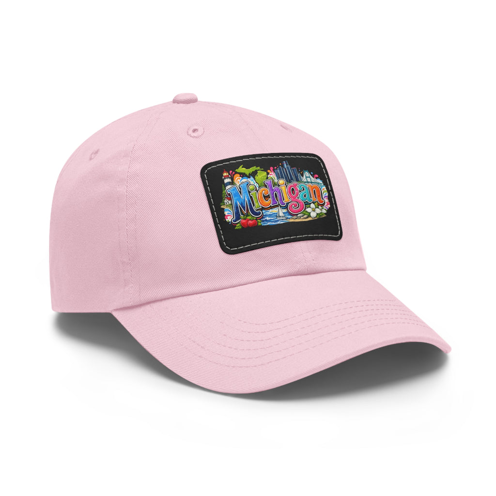 Michigan Patch Dad Hat | Leather Rectangle Patch