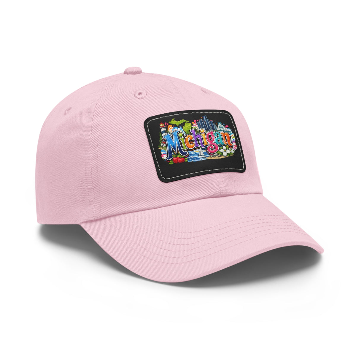 Michigan Patch Dad Hat | Leather Rectangle Patch