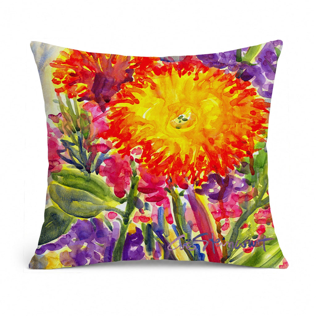 Flower - Aster Decorative Throw Pillow 14x14 Indoor Outdoor Accent Cushion, Fabric Cover with Insert for Sofa, Bed, Porch & Living Room