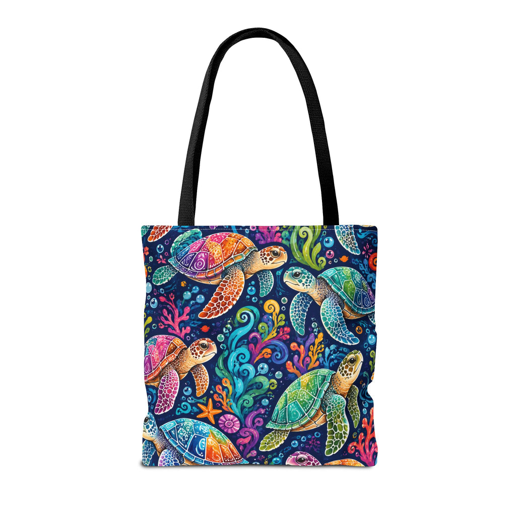 Colorful Sea Turtles Tote Bag — Vibrant Ocean Art Beach Tote
