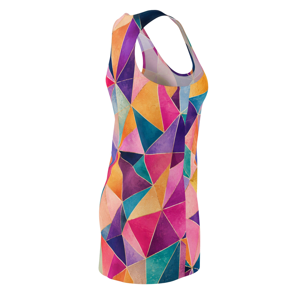 Colorful Geometric Triangle Pattern Racerback Dress