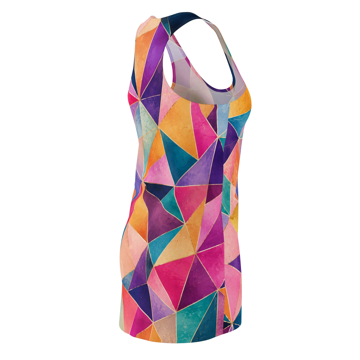 Colorful Geometric Triangle Pattern Racerback Dress