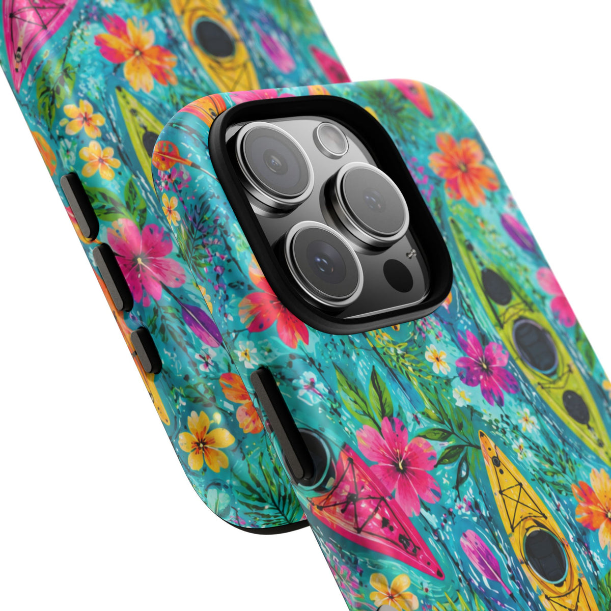 Tropical Kayak Phone Case – Colorful Floral Waterproof Pattern