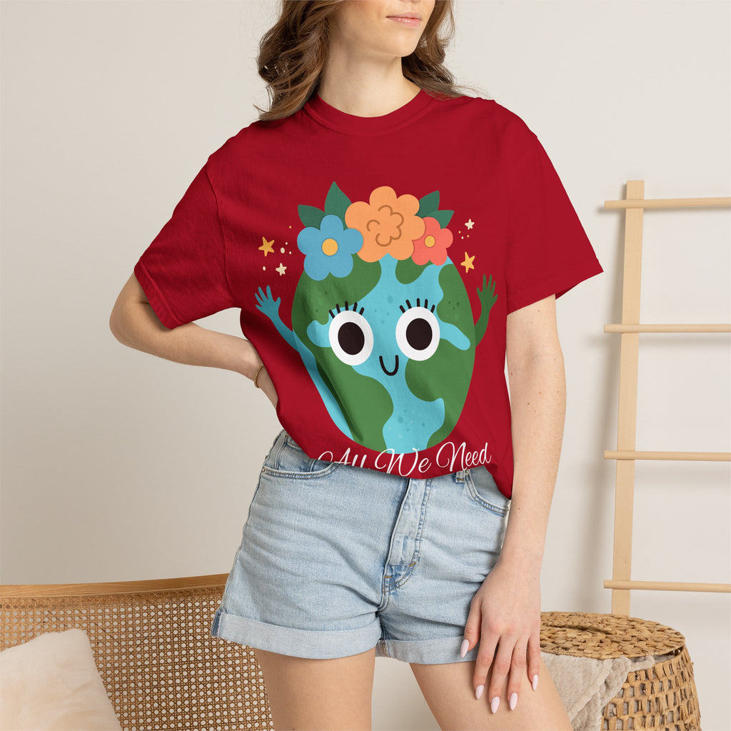 Flower Crown Earth Illustration T-shirt | Cute Planet Graphic
